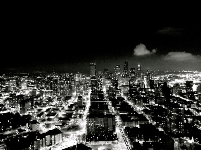 Night View from Space Needle Observationl Deck